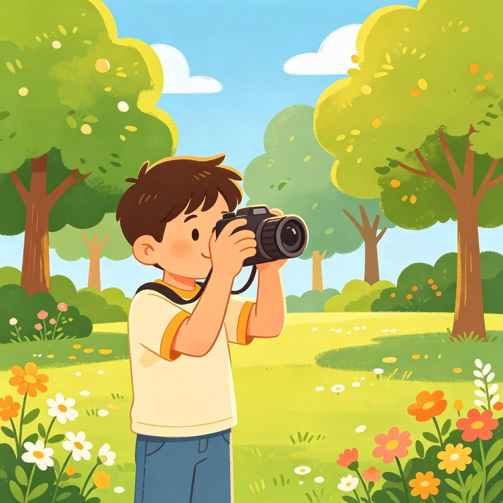Taking photos in park