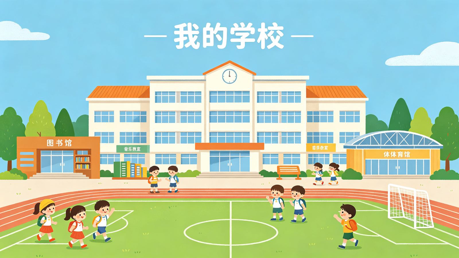 学校场景主题插画