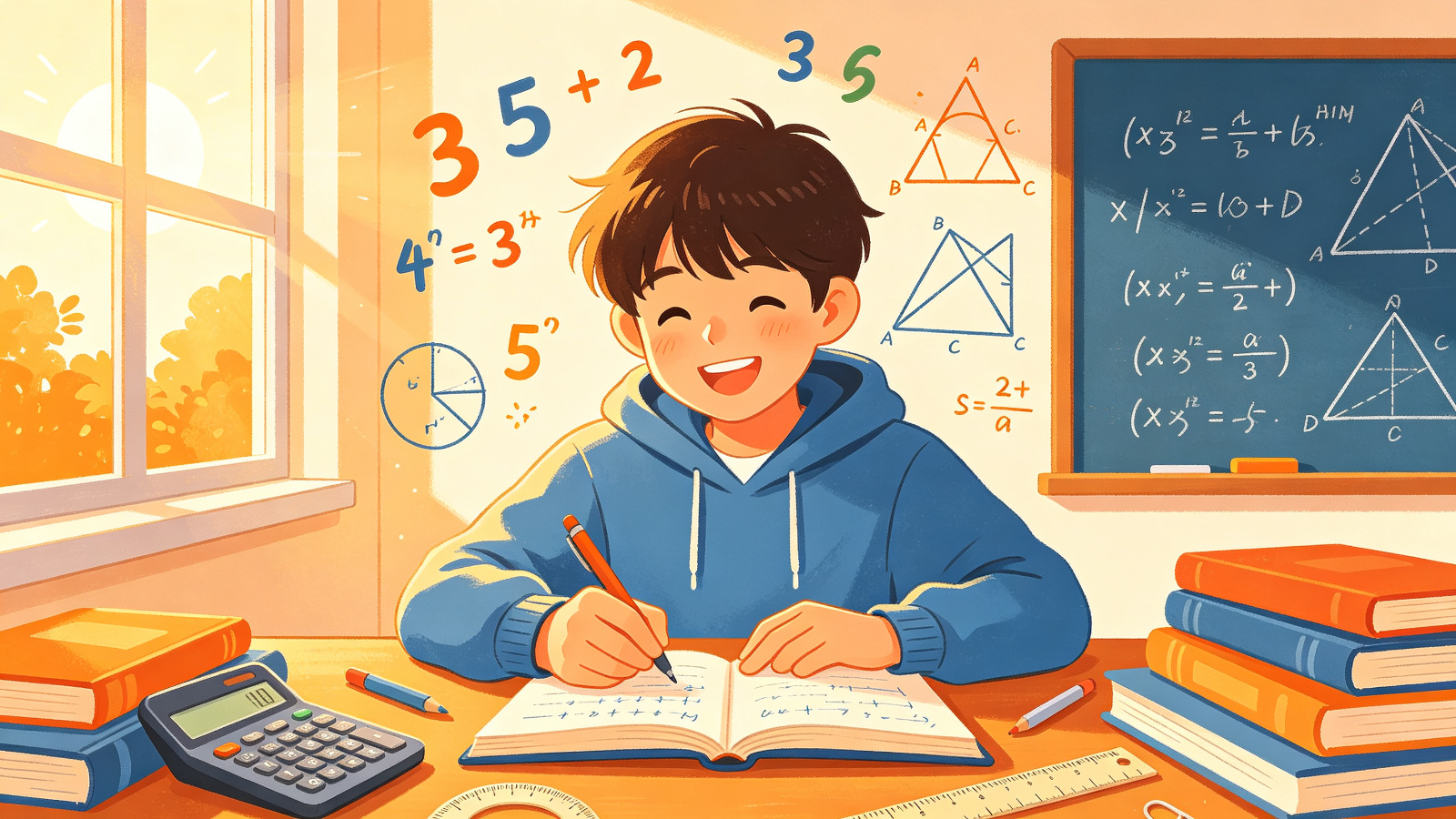 数学学习主题插画