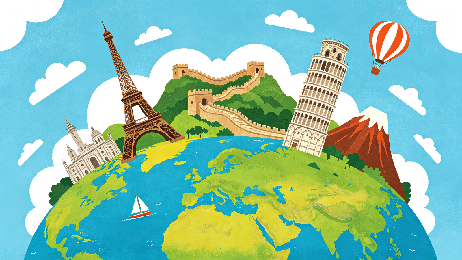 世界旅游主题插画
