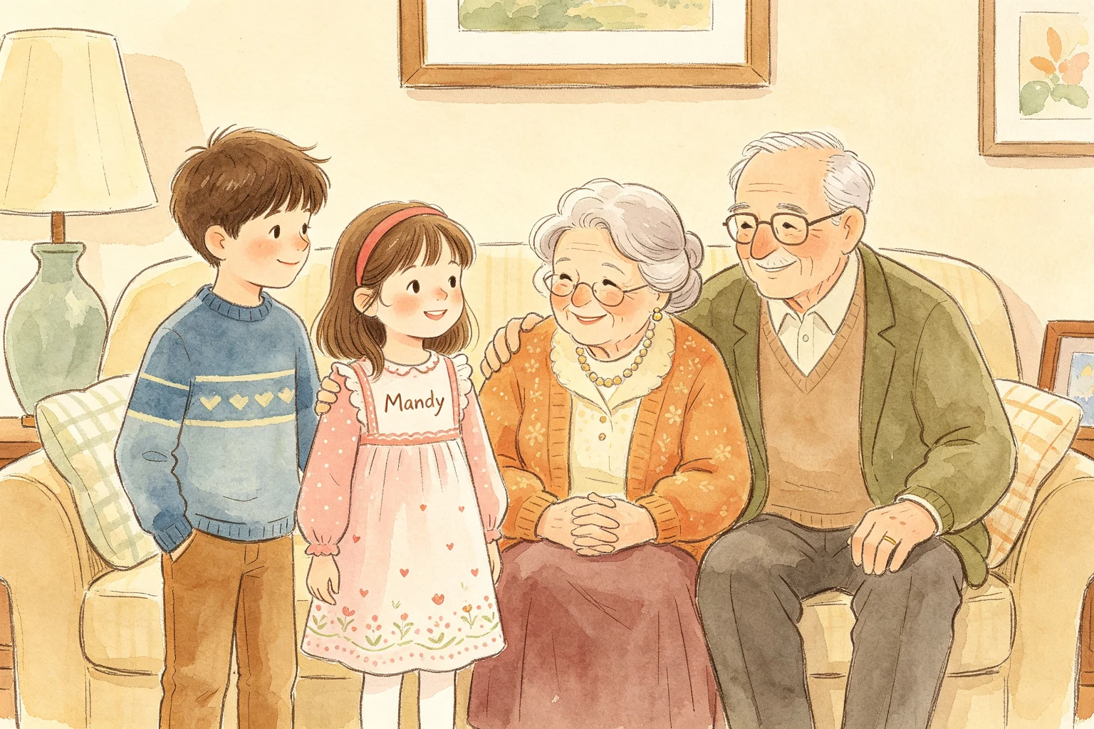 Mandy with her family at home