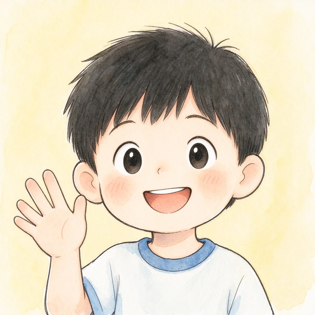 小男孩挥手