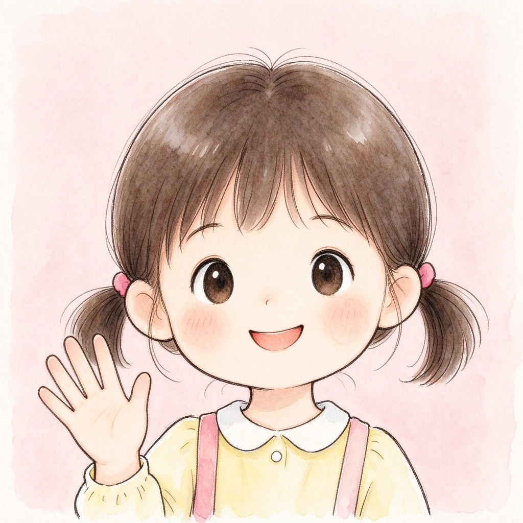 小女孩挥手